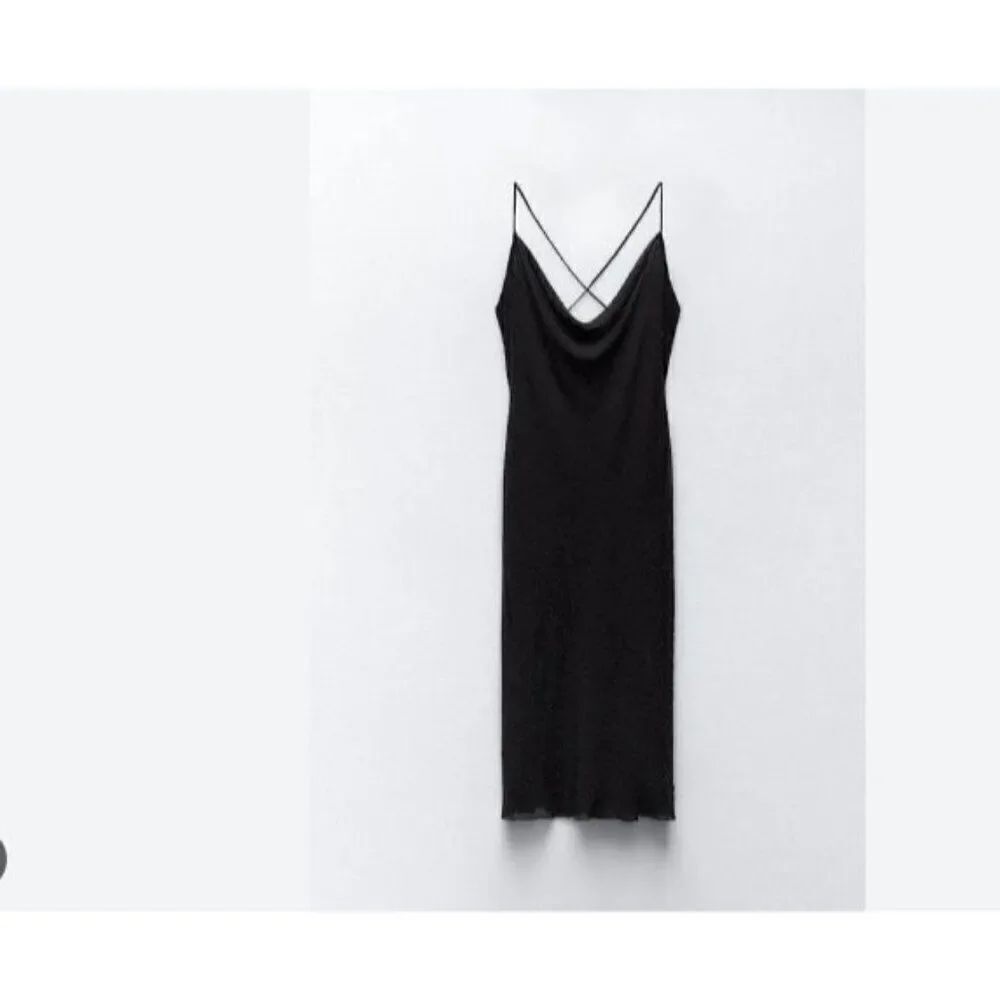 Zara Womens Beaded Dress Black S Sleeveless Lined Studded Cocktail 8615/844 NWT